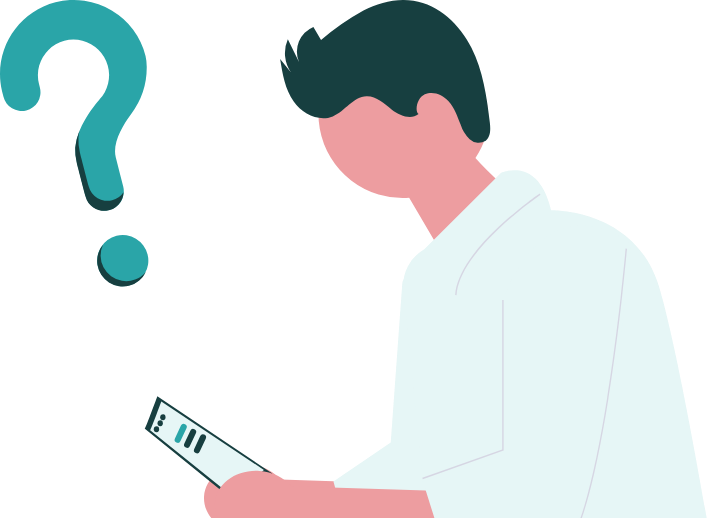 企業研究の悩みをAIやネットで相談するイラスト