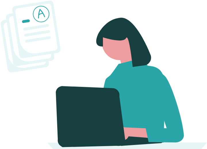 提出された書類を評価する採用担当者のイラスト